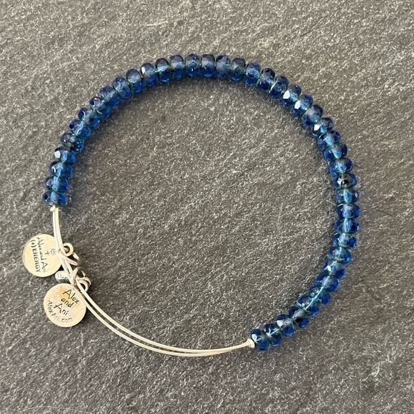 Alex & Ani Blue Crystal Beaded Expandable Wire Bangle - Picture 1 of 3